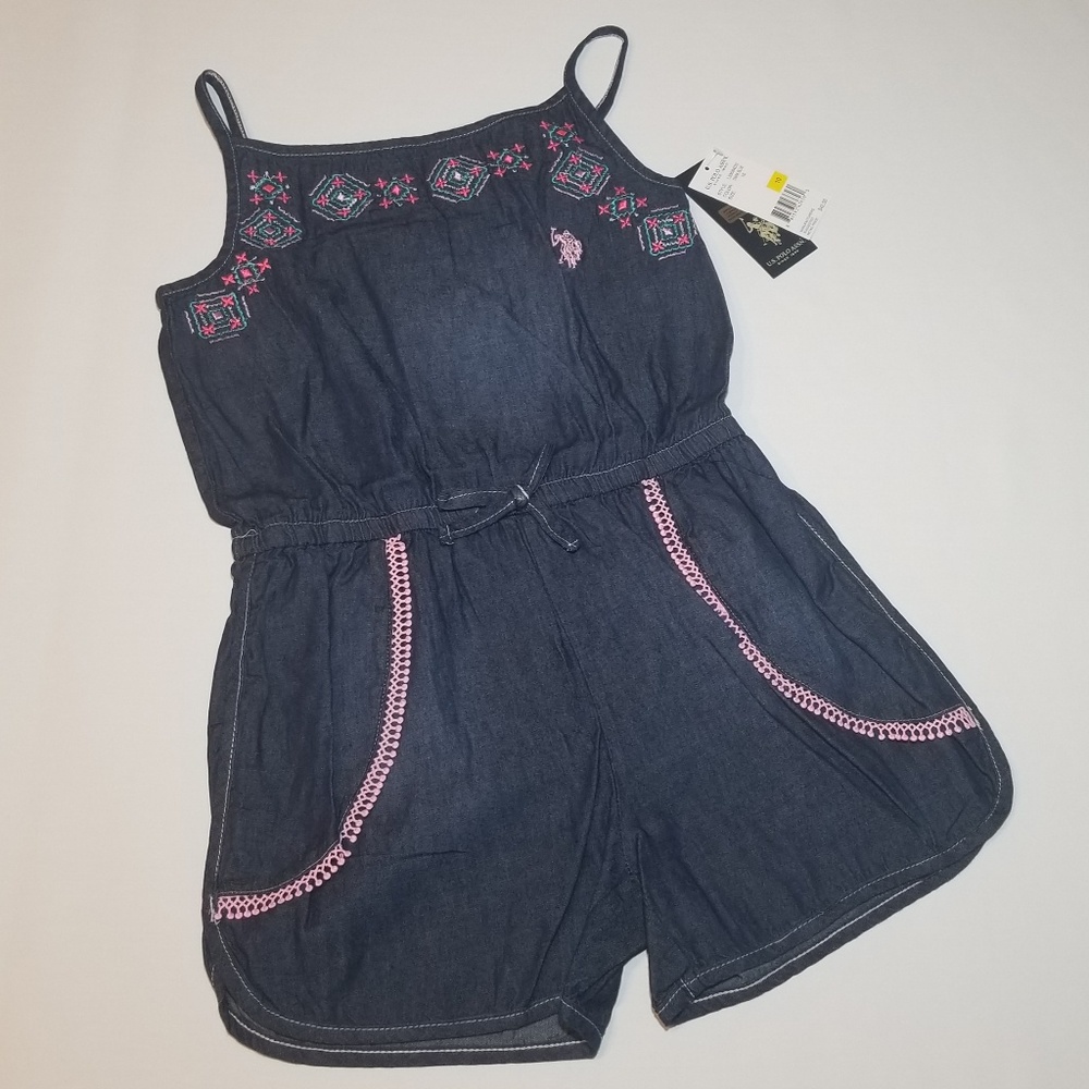 U.S. POLO ASSN. Big Girls Romper. Dark Blue Size10